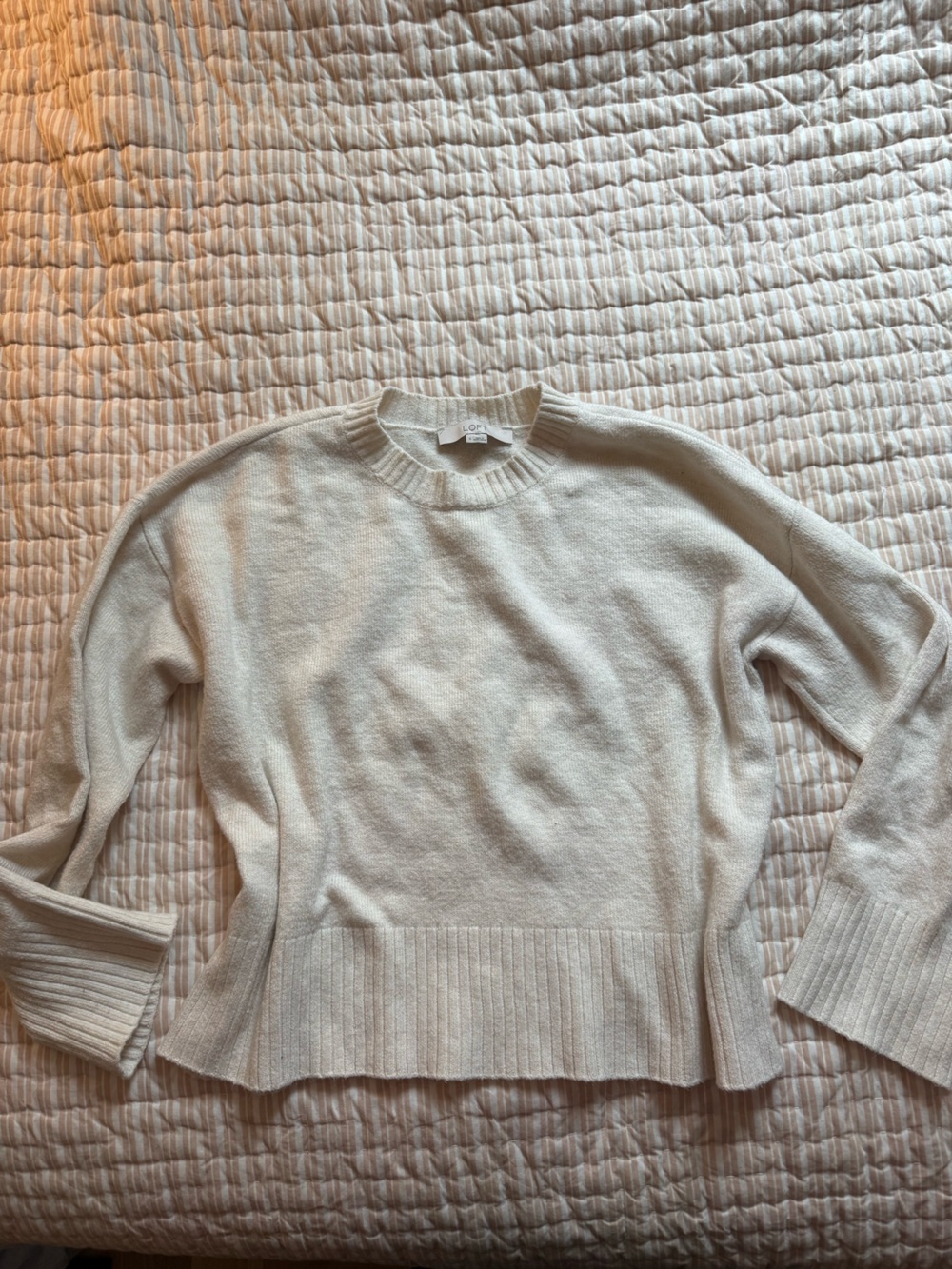 LOFT Cream Crewneck Sweater